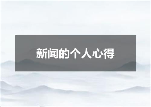 新闻的个人心得