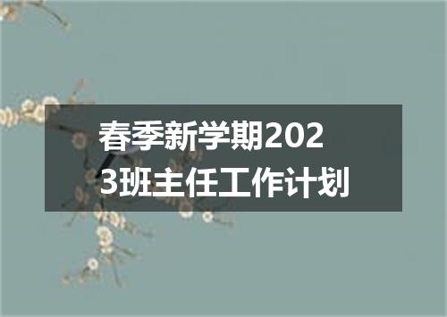 春季新学期2023班主任工作计划