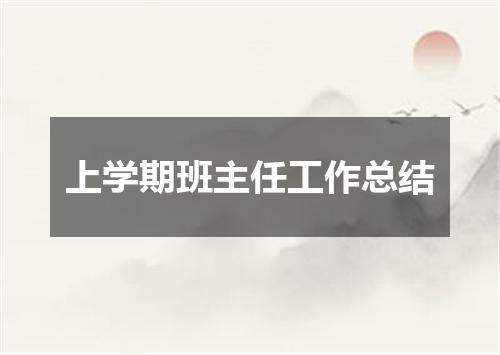 上学期班主任工作总结