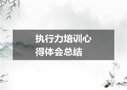 执行力培训心得体会总结
