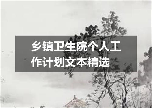 乡镇卫生院个人工作计划文本精选