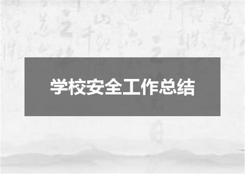 学校安全工作总结