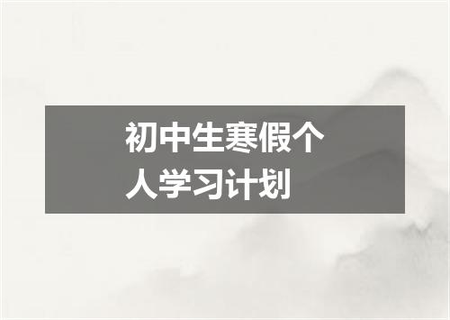 初中生寒假个人学习计划