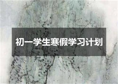 初一学生寒假学习计划