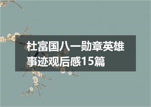 杜富国八一勋章英雄事迹观后感15篇