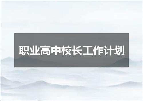 职业高中校长工作计划
