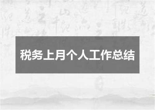 税务上月个人工作总结