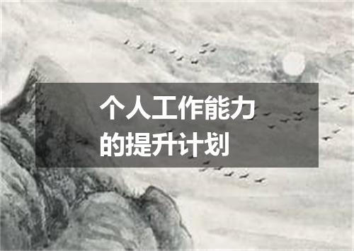 个人工作能力的提升计划