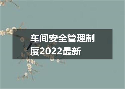 车间安全管理制度2022最新