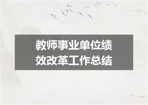 教师事业单位绩效改革工作总结