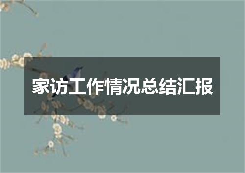 家访工作情况总结汇报