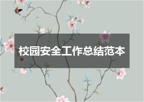 校园安全工作总结范本