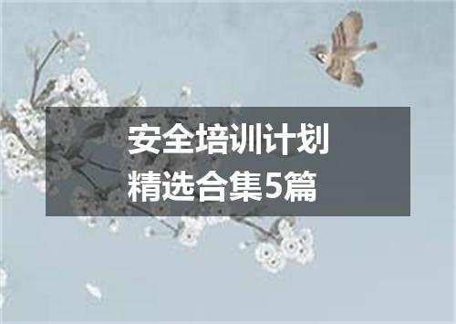 安全培训计划精选合集5篇