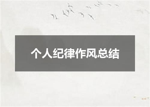 个人纪律作风总结