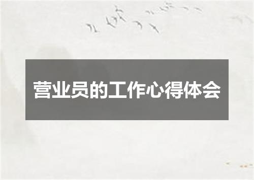 营业员的工作心得体会