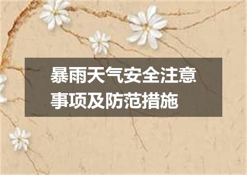 暴雨天气安全注意事项及防范措施