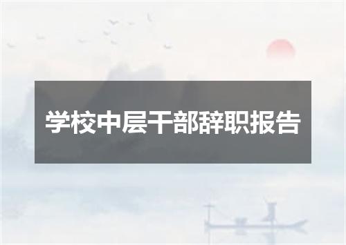 学校中层干部辞职报告