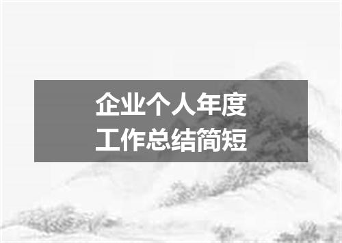 企业个人年度工作总结简短