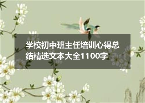 学校初中班主任培训心得总结精选文本大全1100字