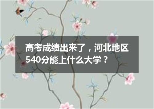 高考成绩出来了，河北地区540分能上什么大学？