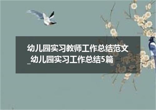 幼儿园实习教师工作总结范文_幼儿园实习工作总结5篇