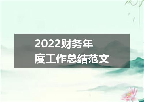2022财务年度工作总结范文