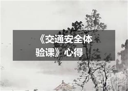 《交通安全体验课》心得