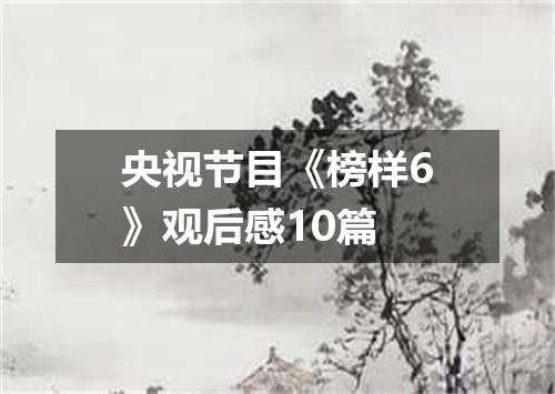 央视节目《榜样6》观后感10篇