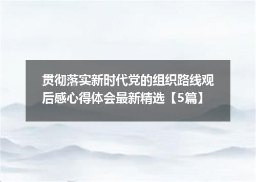 贯彻落实新时代党的组织路线观后感心得体会最新精选【5篇】
