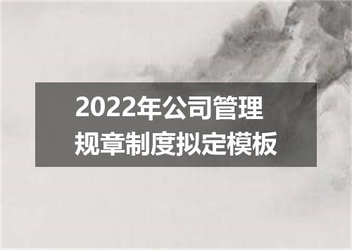 2022年公司管理规章制度拟定模板