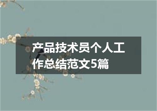 产品技术员个人工作总结范文5篇