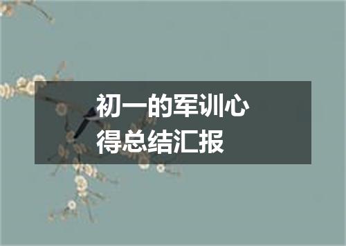 初一的军训心得总结汇报
