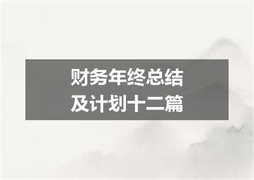 财务年终总结及计划十二篇