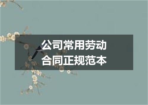 公司常用劳动合同正规范本