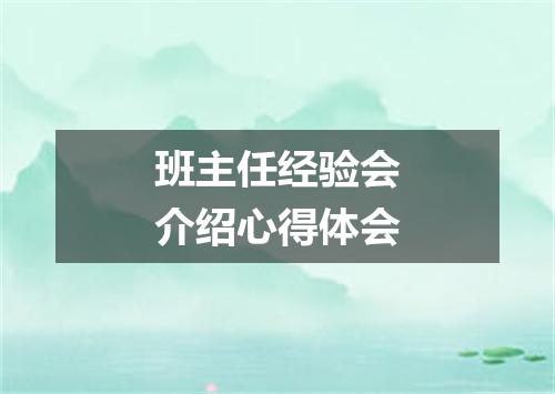 班主任经验会介绍心得体会