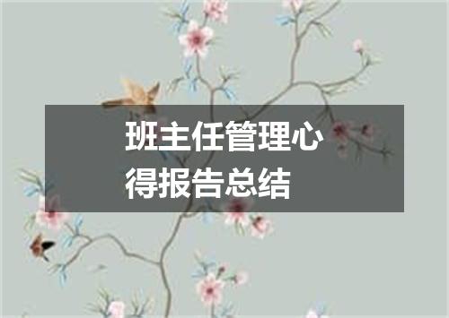 班主任管理心得报告总结