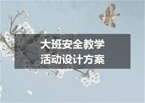 大班安全教学活动设计方案