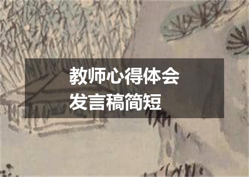 教师心得体会发言稿简短