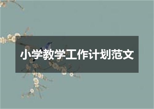 小学教学工作计划范文