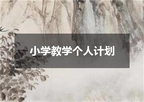 小学教学个人计划