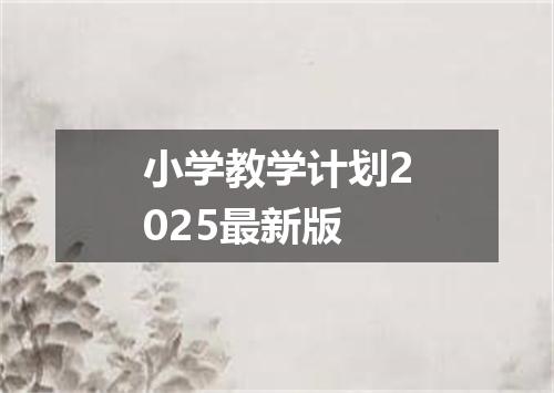 小学教学计划2025最新版