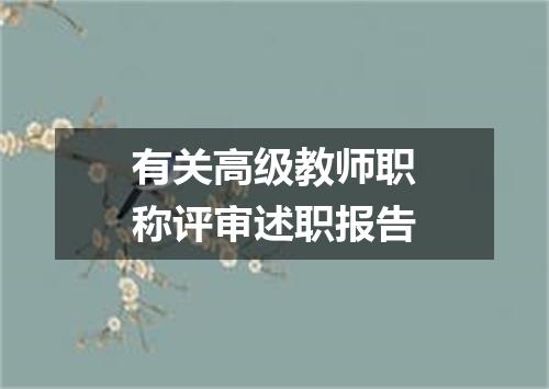 有关高级教师职称评审述职报告