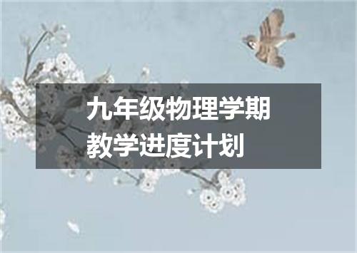 九年级物理学期教学进度计划