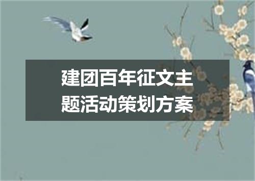 建团百年征文主题活动策划方案