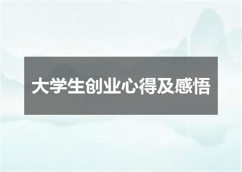 大学生创业心得及感悟
