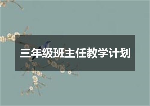 三年级班主任教学计划