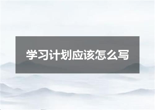 学习计划应该怎么写