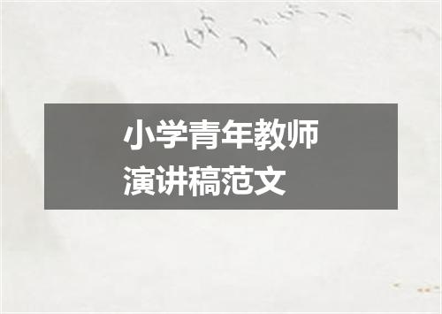 小学青年教师演讲稿范文