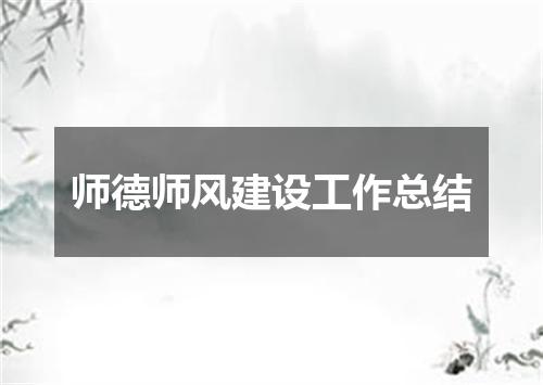 师德师风建设工作总结