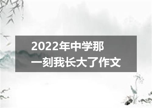 2022年中学那一刻我长大了作文